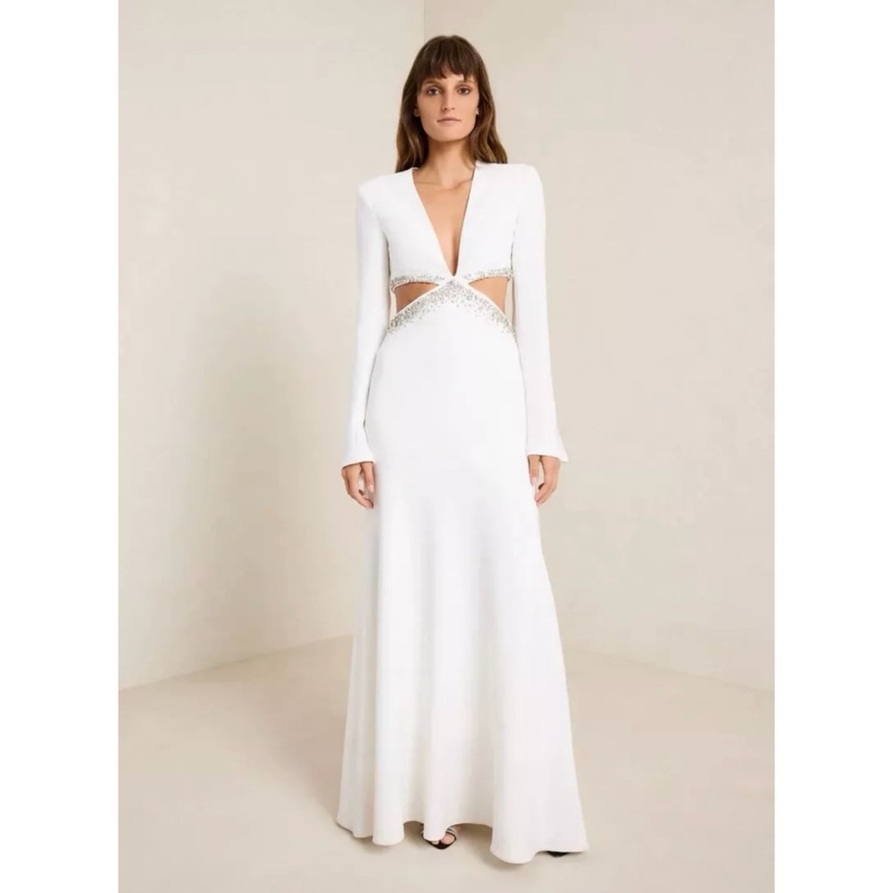 NWT A.L.C. Trina Cut-Out Embellished Maxi Dress Gown White Wedding XS 0 $1,495